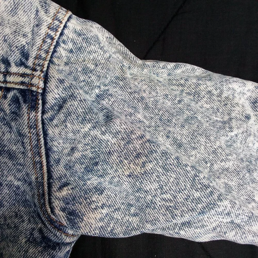 Vintage 80s Levi's Acid Wash Denim Jean Jacket Fleece Lined 2T